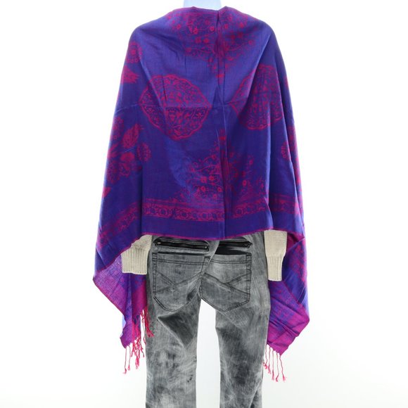 Pashmina 100% Cashmere Wrap β’ Reversable β’ Pink Purple β’ 74x28 - Picture 5 of 13